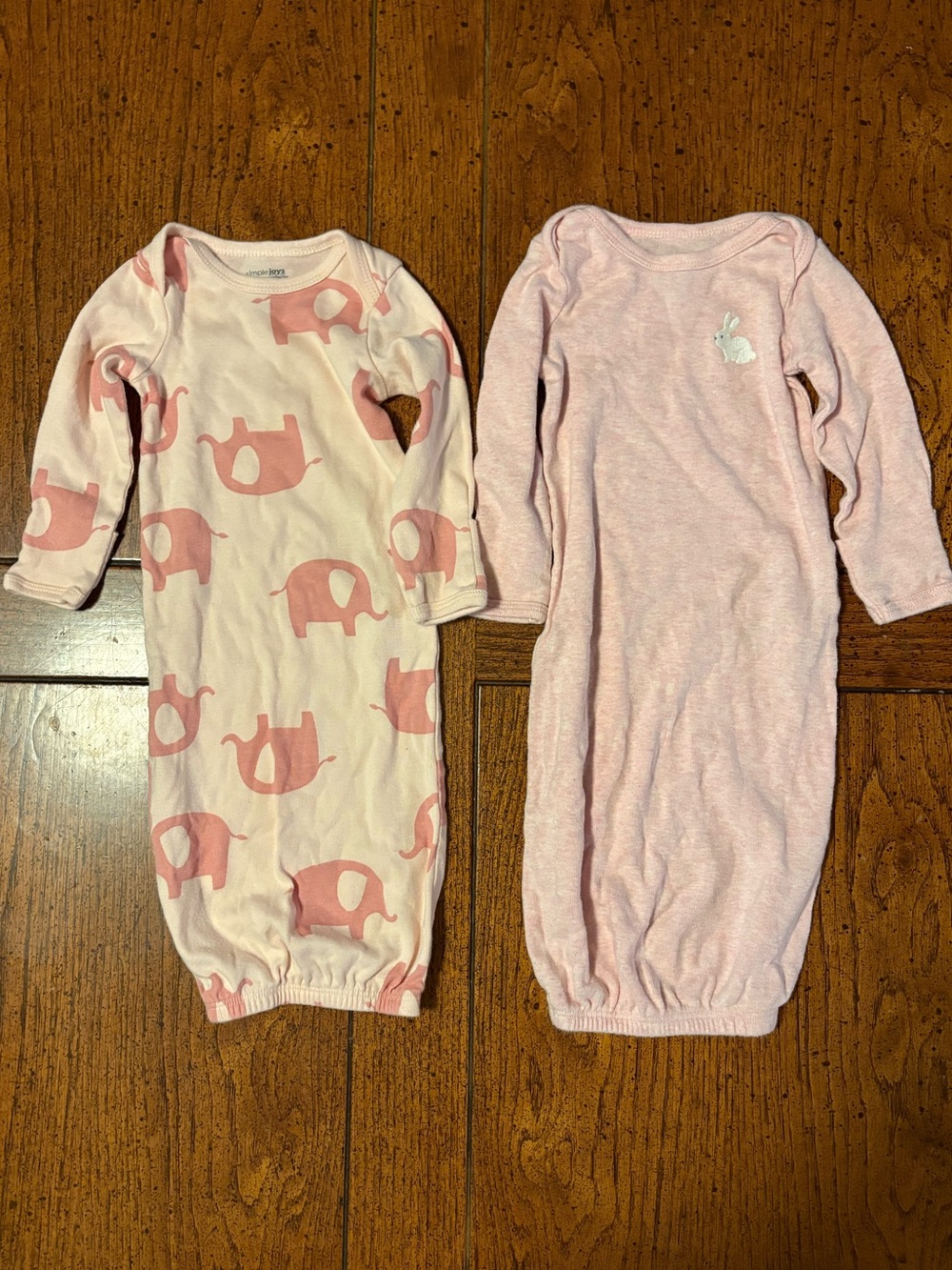 Carter’s Baby Girl Pink Sleep Gowns with Elephant or Bunny Details, Newborn